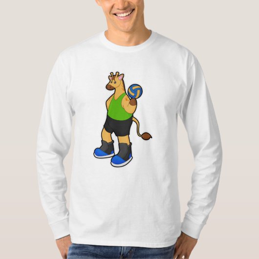 Giraffe als volleybalspeler met volleybal t-shirt (Voorkant)