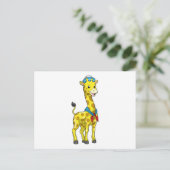 Giraffe als zeiler met matrozenhoed briefkaart (Staand voorkant)