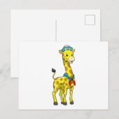 Giraffe als zeiler met matrozenhoed briefkaart (Voorkant / Achterkant)