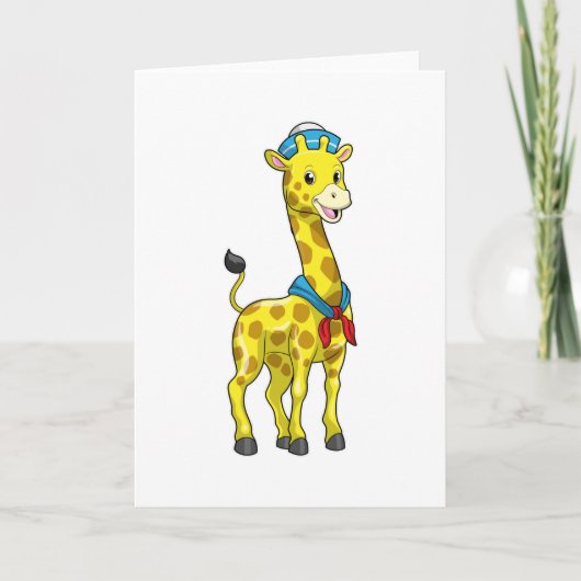 Giraffe als zeiler met matrozenhoed kaart (Voorkant)