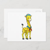 Giraffe als zeiler met zeilpet briefkaart (Voorkant / Achterkant)