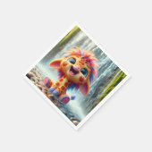 Giraffe am Wasserfall in Serviette Servet (Hoek)