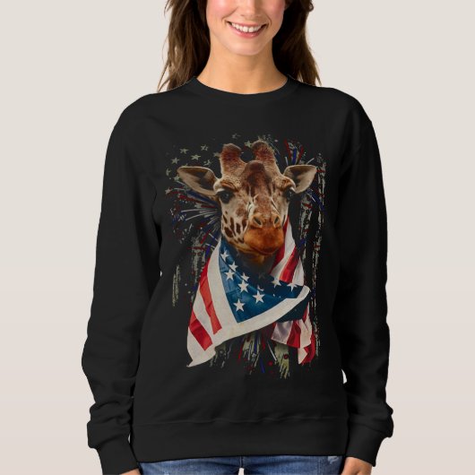 Giraffe American Flag 4th July Independence Americ Trui (Voorkant)