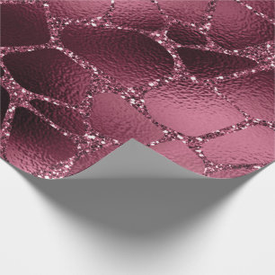 Giraffe Animal Black Spark Marsal Glitter Burgundy Cadeaupapier