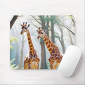 Giraffe Animal Natuur Wildlife Affection Caring Muismat (Met muis)