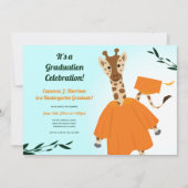 Giraffe Animal Oranje Green Blue Kind Afstuderen Kaart (Voorkant)