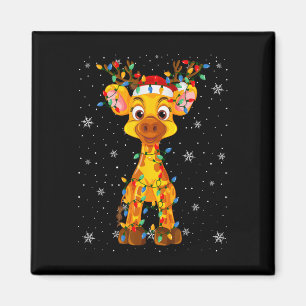 Giraffe Animal Santa Hat Lelijk Kerstboomlicht Magneet