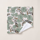 Giraffe Animal Tropical Feuilles Motif de la jungl (Gant de toilette)