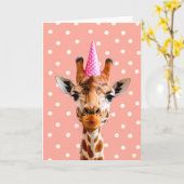 Giraffe Anniversaire Carte de voeux (Fleur jaune)