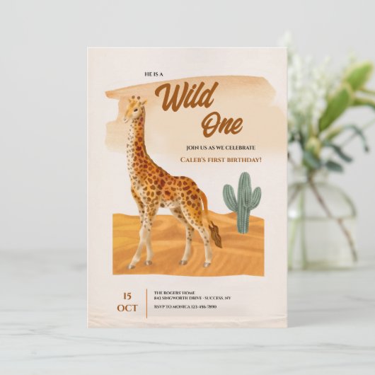 Giraffe Anniversaire Fête Invitation (Debout devant)