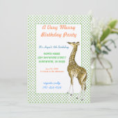 Giraffe Anniversaire Fête Invitation Dot Vert Fron (Debout devant)