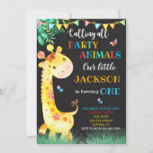 Giraffe anniversaire invitation Safari invitation (Devant)