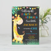 Giraffe anniversaire invitation Safari invitation (Debout devant)