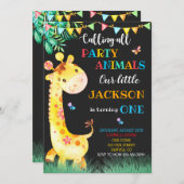 Giraffe anniversaire invitation Safari invitation (Devant / Derrière)