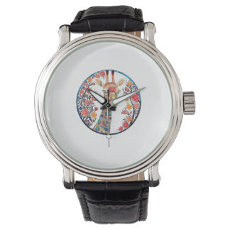 Giraffe Artwork Kleurrijk - Kerkbloesemdieren Horloge