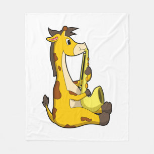 Giraffe at Music with Saxophone.PNG Fleece Deken