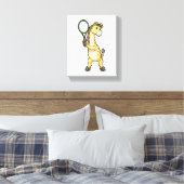Giraffe at Tennis with Tennis racket Canvas Afdruk (Insitu (Slaapkamer))