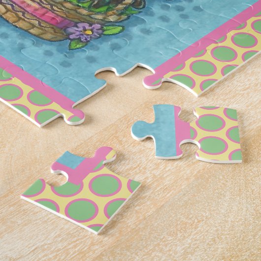 GIRAFFE AU PRINTEMPS BONNET DE PÂQUES, PUZZLE DE B (Côté)