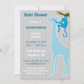 Giraffe Baby Boy Shower Invitations (Devant)