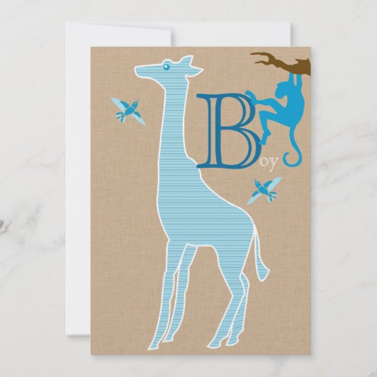 Giraffe Baby Boy Shower Invitations (Dos)