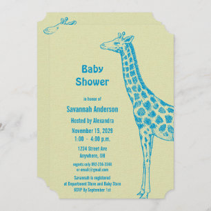 Giraffe Baby Boy Shower Invitations
