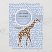 Giraffe Baby Boy Shower-uitnodiging Kaart (Voorkant / Achterkant)
