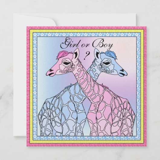 Giraffe Baby Gender Reveal Party Invitation Kaart (Voorkant)
