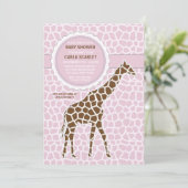 Giraffe Baby Girl Shower Kaart (Staand voorkant)