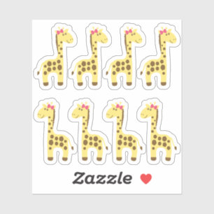 Giraffe Baby Meisje Roze Bow Planner / Scrapbook Sticker