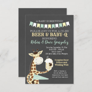 Giraffe Baby-Q Koppels Baby shower Uitnodiging