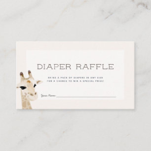 Giraffe Baby shower Beige Luier Raffle Ticket Informatiekaartje