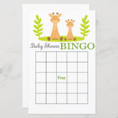 Giraffe baby shower bingo card (Voorkant / Achterkant)