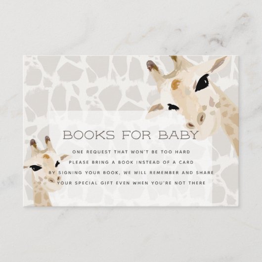 Giraffe Baby shower Book Request Card Informatiekaartje (Voorkant)