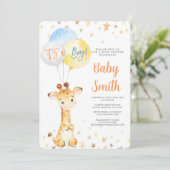 Giraffe Baby shower Boy Invitation Kaart (Staand voorkant)