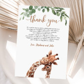 Giraffe Baby shower Dank u kaart