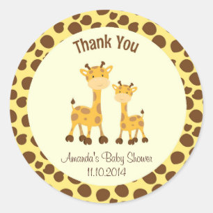Giraffe Baby shower Dank u Sticker Woodland