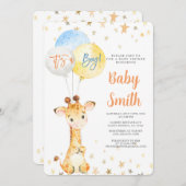 Giraffe Baby shower Invitation garçon (Devant / Derrière)