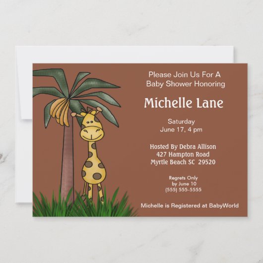 Giraffe Baby Shower Invitations (Devant)