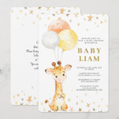 Giraffe Baby shower Kaart (Voorkant / Achterkant)