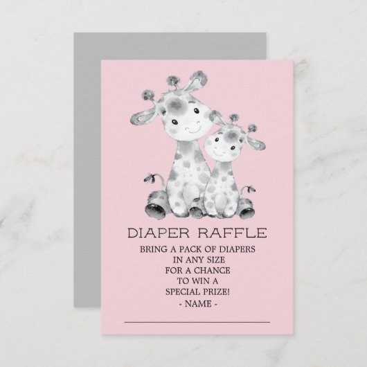 Giraffe Baby shower Luier Raffle Ticket Kaart (Voorkant / Achterkant)