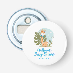 Giraffe Baby shower Napkin (Boy Safari Animal) Button Flesopener
