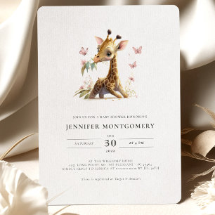 Giraffe Baby shower Roze Girl Uitnodiging