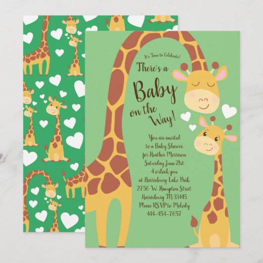 Giraffe Baby shower Safari Kaart (Voorkant / Achterkant)