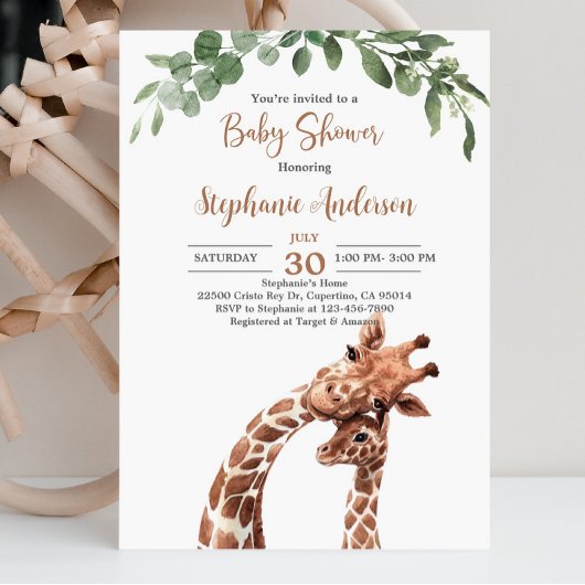 Giraffe Baby shower Uitnodiging