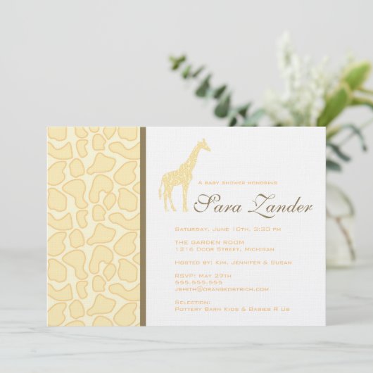 Giraffe Baby shower Uitnodiging (Staand voorkant)