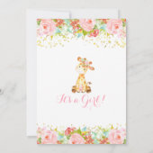 Giraffe Baby shower Uitnodiging Floral Pink & Gold (Achterkant)