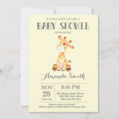 Giraffe Baby shower Uitnodiging Geel en grijs (Voorkant)