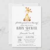 Giraffe Baby shower Uitnodiging Geel en grijs (Voorkant)