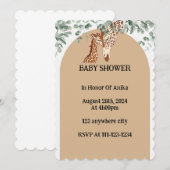 GIRAFFE BABY SHOWER VERT INVITATION (Devant / Derrière)