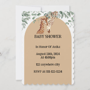 GIRAFFE BABY SHOWER VERT INVITATION
